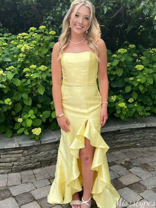 Elegant Strapless Straight Across Mermaid Long Prom Dress Ideas, Evening Party Dresses,ZX834