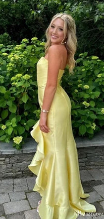 Elegant Strapless Straight Across Mermaid Long Prom Dress Ideas, Evening Party Dresses,ZX834