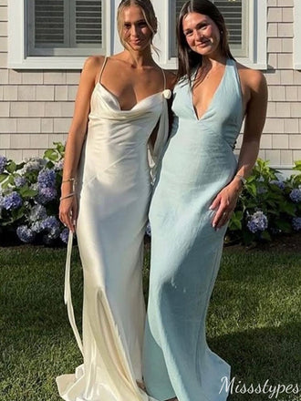 Elegant Spaghetti Strap V-neck Backless Mermaid Long Prom Dress Ideas, Evening Party Dresses,ZX835