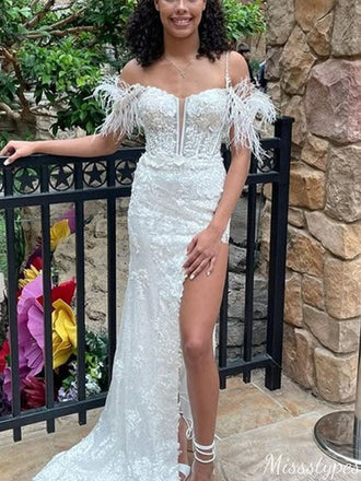 Gorgeous Off-shoulder Spaghetti Strap Mermaid Long Prom Dress Ideas, Evening Party Dresses,ZX836