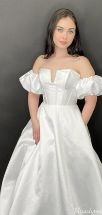 Gorgeous Off-shoulder Notched A-line Long Prom Dress Ideas, Evening Party Dresses,ZX837