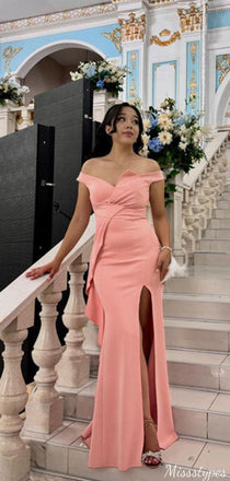 Elegant V-neck Off-shoulder Mermaid Long Prom Dress Ideas, Evening Party Dresses,ZX841