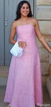 Casual Strapless Straight Across A-line Long Prom Dress Ideas, Evening Party Dresses,ZX843