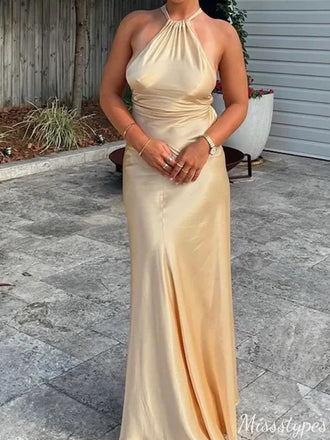 Elegant Halter Criss-Cross Mermaid Long Prom Dress Ideas, Evening Party Dresses,ZX845