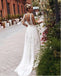 Princess Tulle White Backless V-Neck Long Prom Evening Dress,ZX263