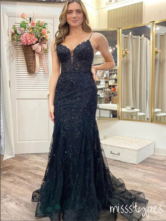 Elegant Women Sweetheart Spaghetti Strap Backless Mermaid Prom Dresses ZX09