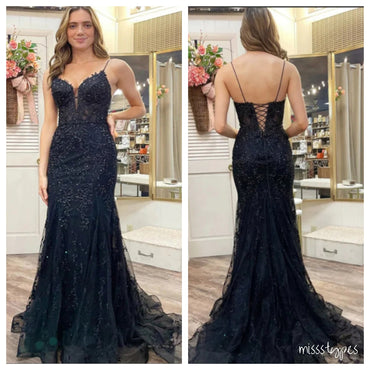 Elegant Women Sweetheart Spaghetti Strap Backless Mermaid Prom Dresses ZX09