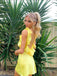 Pretty Yellow Ruffle Backless Mini Party Homecoming Dresses,HM293