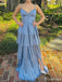 Casual Spaghetti Strap A-line Long Prom Dress Ideas, Evening Party Dresses,ZX534