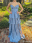 Casual Spaghetti Strap A-line Long Prom Dress Ideas, Evening Party Dresses,ZX534