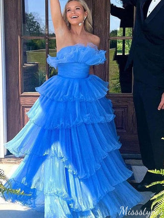 Elegant Strapless Straight Across A-line Long Prom Dress Ideas, Evening Party Dresses,ZX847