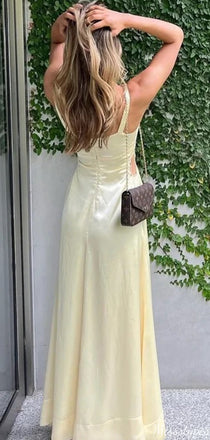 Casual Spaghetti Strap Scoop A-line Long Prom Dress Ideas, Evening Party Dresses,ZX848