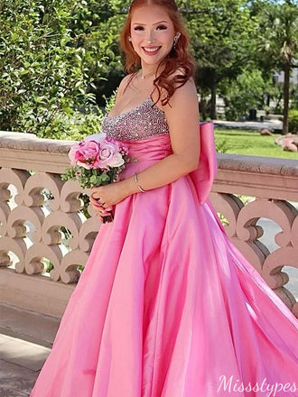 Gorgeous Spaghetti Strap Scoop A-line Long Prom Dress Ideas, Evening Party Dresses,ZX849