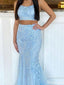 Elegant Two Piece Spaghetti Strap Mermaid Long Prom Dress Ideas, Evening Party Dresses,ZX852