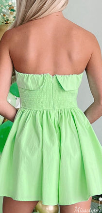 Casual Straight Across Strapless A-line Short Mini Homecoming Dress,HM321