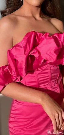 Gorgeous Strapless Off-shoulder Unique Sheath Short Mini Homecoming Dress,HM325