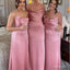 Pink Simple Soft Spaghetti Strap Floor-Length Bridesmaid Dresses Online, BL61