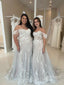 White Beautiful Appliqued Off Shoulder Sweetheart A-Line Prom Evening Dress,ZX250