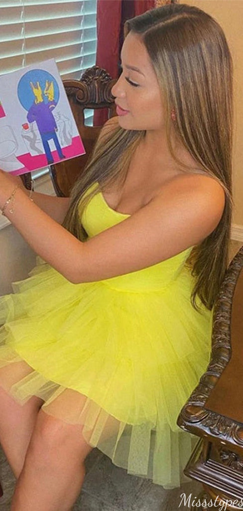 Elegant Strapless Unique A-line Short Mini Homecoming Dress,HM327