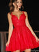 Gorgeous Spaghetti Strap V-neck Lace A-line Short Mini Homecoming Dress,HM329