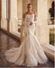 Unique Vintage White Mermaid Lace Full Sleeve Long Fashion Wedding Dresses,HS106