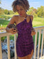 Unique Notched Sequins Sheath Short Mini Homecoming Dress,HM333