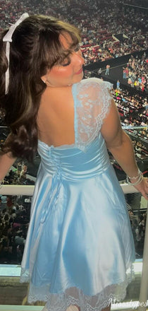 Elegant Spaghetti Strap Square A-line Short Mini Homecoming Dress,HM337