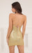 Sexy Gold Criss-Cross V-Neck Bodycon Spaghetti Strap Mini Homecoming Dresses, HM16