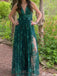 Gorgeous V-neck Lace A-line Long Prom Dress Ideas, Evening Party Dresses,ZX858