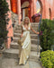 Elegant V-Neck Empire A-Line Gold Long Prom Evening Dress,ZX304