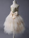 Champagne Spaghetti Strap Tulle Bow Empire Popular Little Flower Girl Dresses, ET32