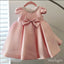 Soft Satin Bow Pearl-Pink A-Line Long Little Flower Girl Dresses, ET22