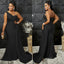 Sexy Black One Shoulder Satin Mermaid Long Bridesmaid Dresses Online, BL75