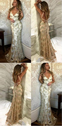 Sliver Sweetheart Spaghetti Strap Mermaid Appliqued Long Prom Evening Dress,ZX309