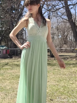 Gorgeous V-neck Lace A-line Long Prom Dress Ideas, Evening Party Dresses,ZX867