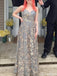 Casual Spaghetti Strap V-neck A-line Long Prom Dress Ideas, Evening Party Dresses,ZX870
