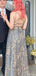 Casual Spaghetti Strap V-neck A-line Long Prom Dress Ideas, Evening Party Dresses,ZX870