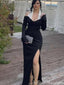Formal Halter Long Sleeves Sheath Long Prom Dress Ideas, Evening Party Dresses,ZX873
