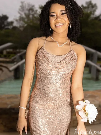 Elegant Halter Sheath Long Prom Dress Ideas, Evening Party Dresses,ZX876
