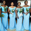 Simple Blue Mermaid Off Shoulder Long Bridesmaid Dresses Online, BL74