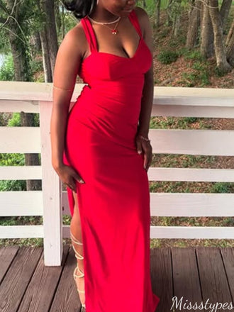 Casual V-neck Halter Mermaid Long Prom Dress Ideas, Evening Party Dresses,ZX889