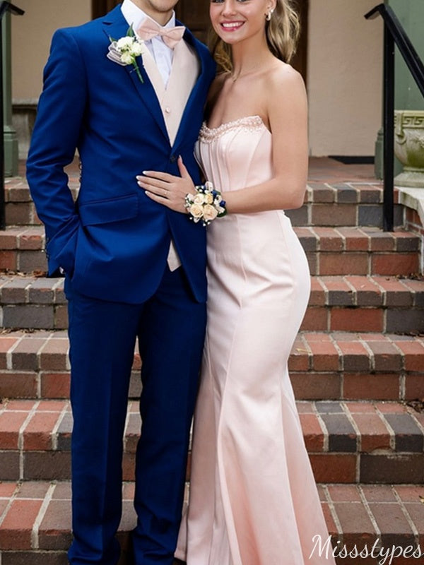 Elegant Strapless Scoop Mermaid Long Prom Dress Ideas, Evening Party Dresses,ZX892