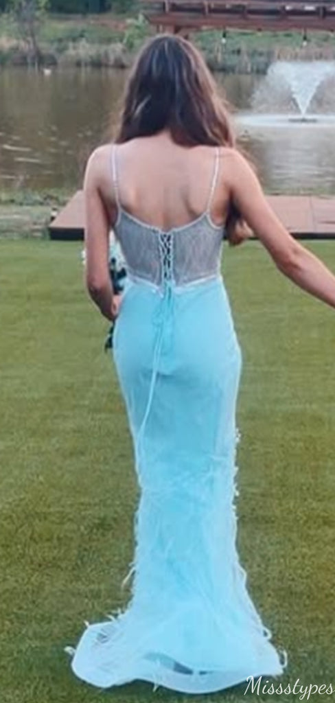 Gorgeous Spaghetti Strap V-neck Mermaid Long Prom Dress Ideas, Evening Party Dresses,ZX895