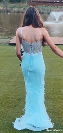Gorgeous Spaghetti Strap V-neck Mermaid Long Prom Dress Ideas, Evening Party Dresses,ZX895