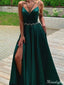 Elegant Spaghetti Strap V-neck A-line Long Prom Dress Ideas, Evening Party Dresses,ZX897