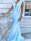 Elegant V-neck Notched Mermaid Long Prom Dress Ideas, Evening Party Dresses,ZX900