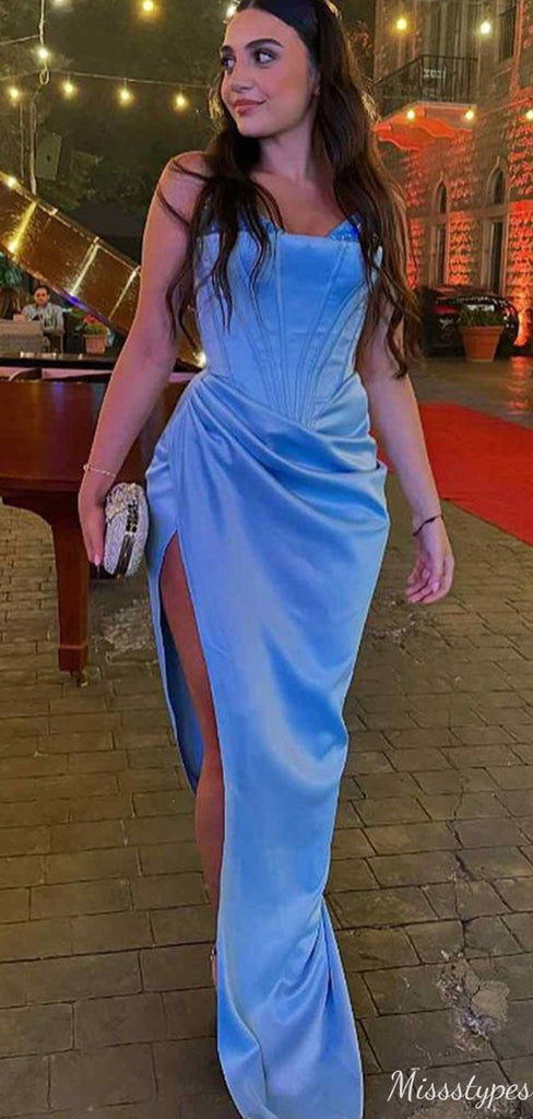 Elegant Strapless Unique Mermaid Long Prom Dress Ideas, Evening Party Dresses,ZX902