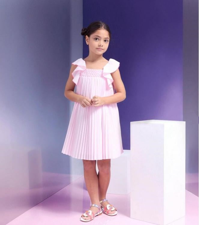 Simple Pink Cap Shoulder New Arrival Long Little Flower Girl Dresses, ET54