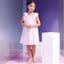 Simple Pink Cap Shoulder New Arrival Long Little Flower Girl Dresses, ET54