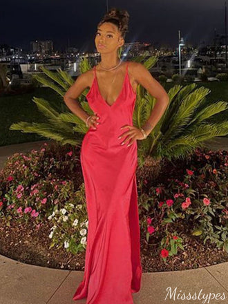 Sexy Spaghetti Strap V-neck Mermaid Long Prom Dress Ideas, Evening Party Dresses,ZX907